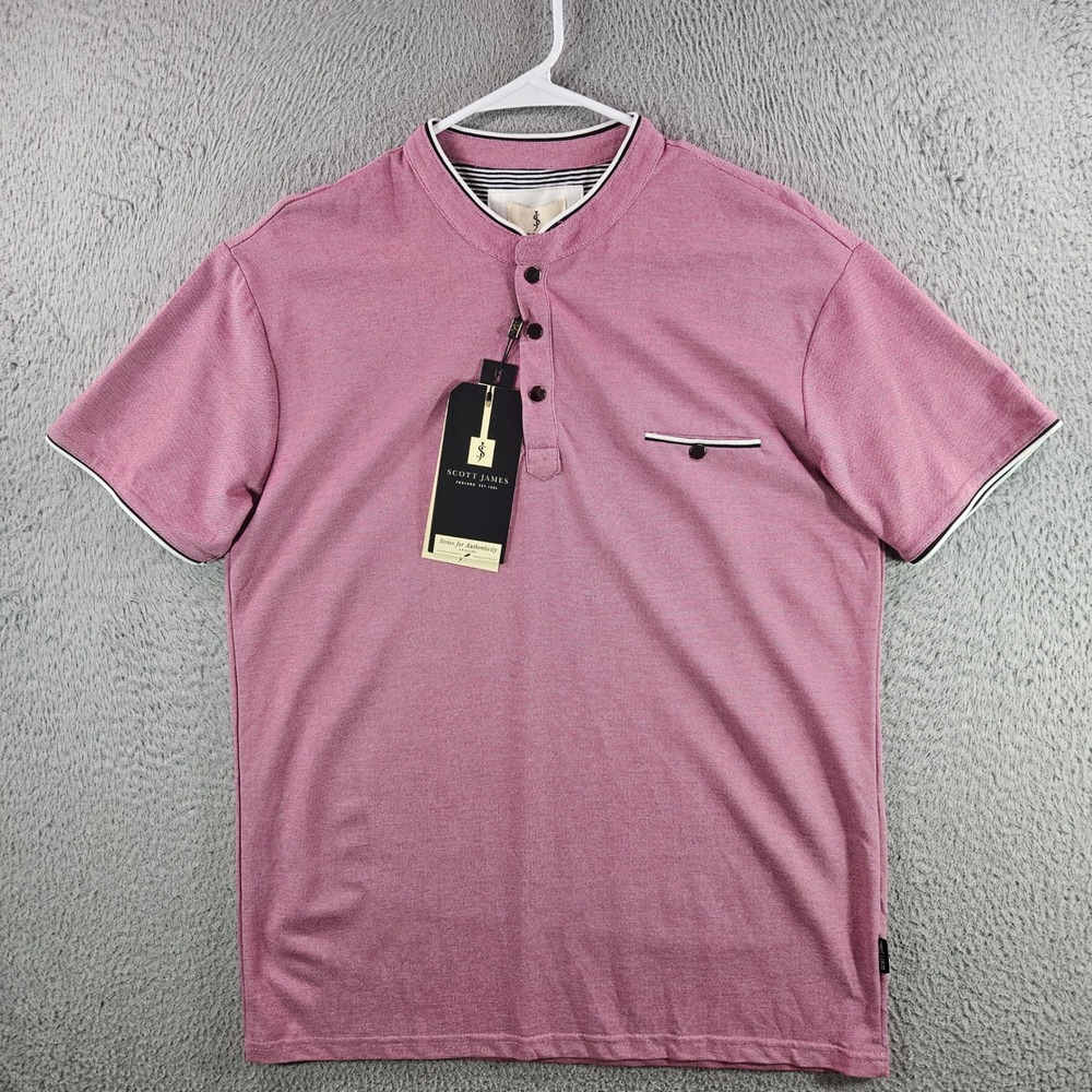 Scott James Henley‎ Shirt Mens XL Raspberry Pink Short Sleeve New NWT